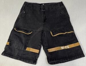 Vintage Marithe Francois Girbaud M+FG Cargo Shorts 40 Baggy Y2K Hip Hop Black